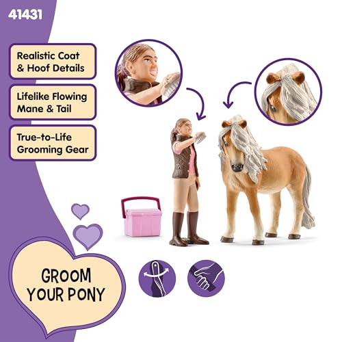 Schleich Horse Club Groom with Icelandic Pony Figurine Set for Kids Ages 5+