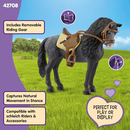Schleich Horse Club Pura Raza Espanola Mare with Accessories | Black Spanish Andalusian Toy Figurine for Ages 5+ | 42708