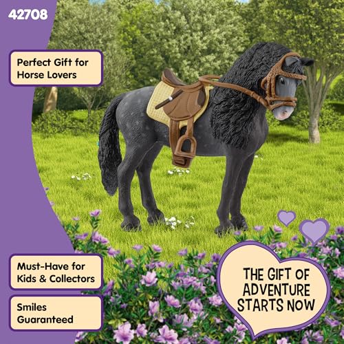 Schleich Horse Club Pura Raza Espanola Mare with Accessories | Black Spanish Andalusian Toy Figurine for Ages 5+ | 42708