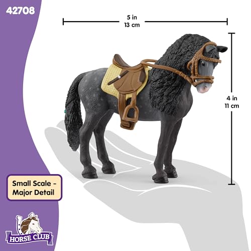Schleich Horse Club Pura Raza Espanola Mare with Accessories | Black Spanish Andalusian Toy Figurine for Ages 5+ | 42708