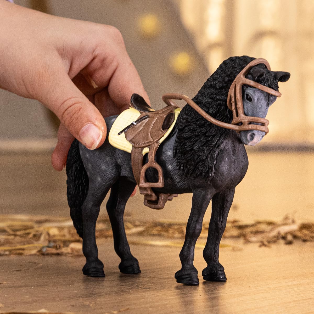 Schleich Horse Club Pura Raza Espanola Mare with Accessories | Black Spanish Andalusian Toy Figurine for Ages 5+ | 42708