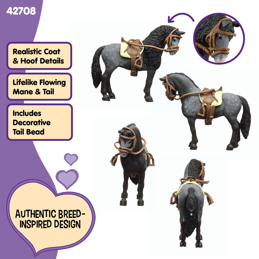 Schleich Horse Club Pura Raza Espanola Mare with Accessories | Black Spanish Andalusian Toy Figurine for Ages 5+ | 42708