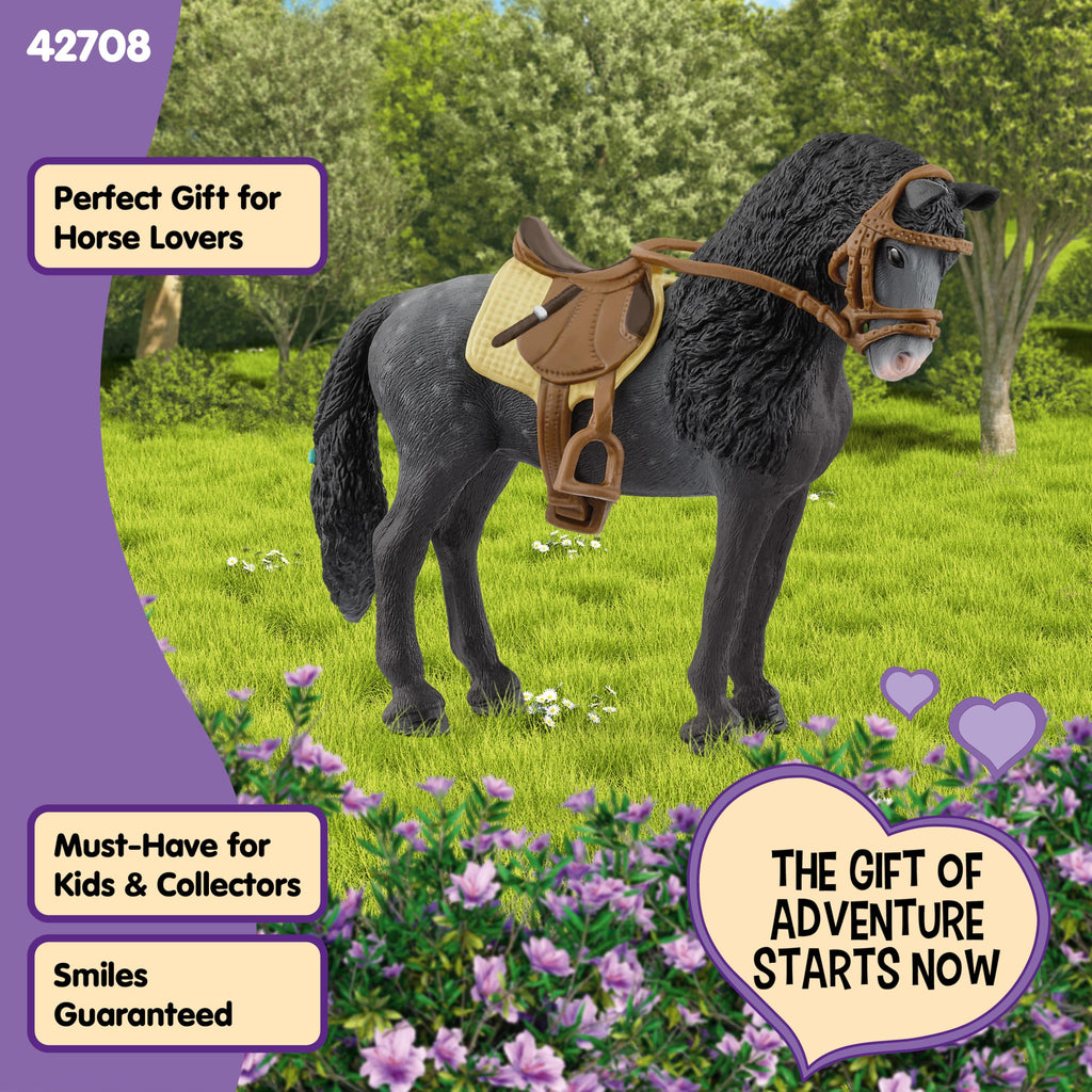Schleich Horse Club Pura Raza Espanola Mare with Accessories | Black Spanish Andalusian Toy Figurine for Ages 5+ | 42708