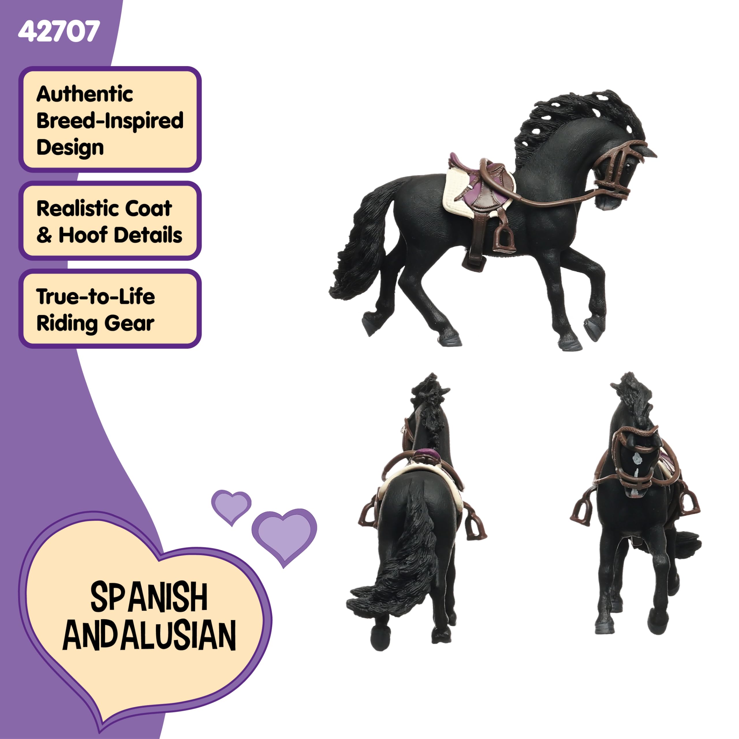 Schleich Horse Club Pura Raza Espanola Stallion Figurine & Accessories – 6" Hand-Painted Toy for Kids Ages 5+