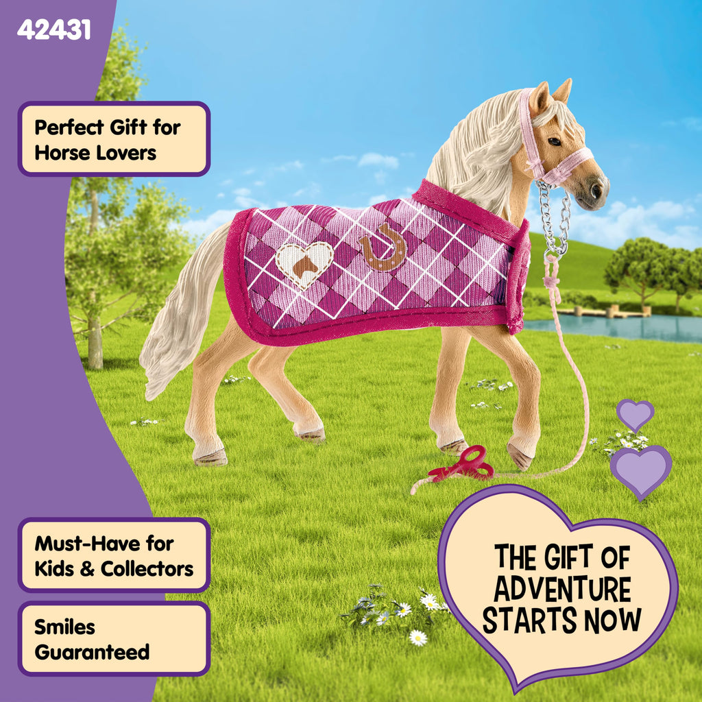 Schleich Horse Club Sofia's Fashion Creation for Andalusians - 4-Piece Horse Toy Set with Figurine, Blanket, Bridle & Scissors for Kids Ages 5+