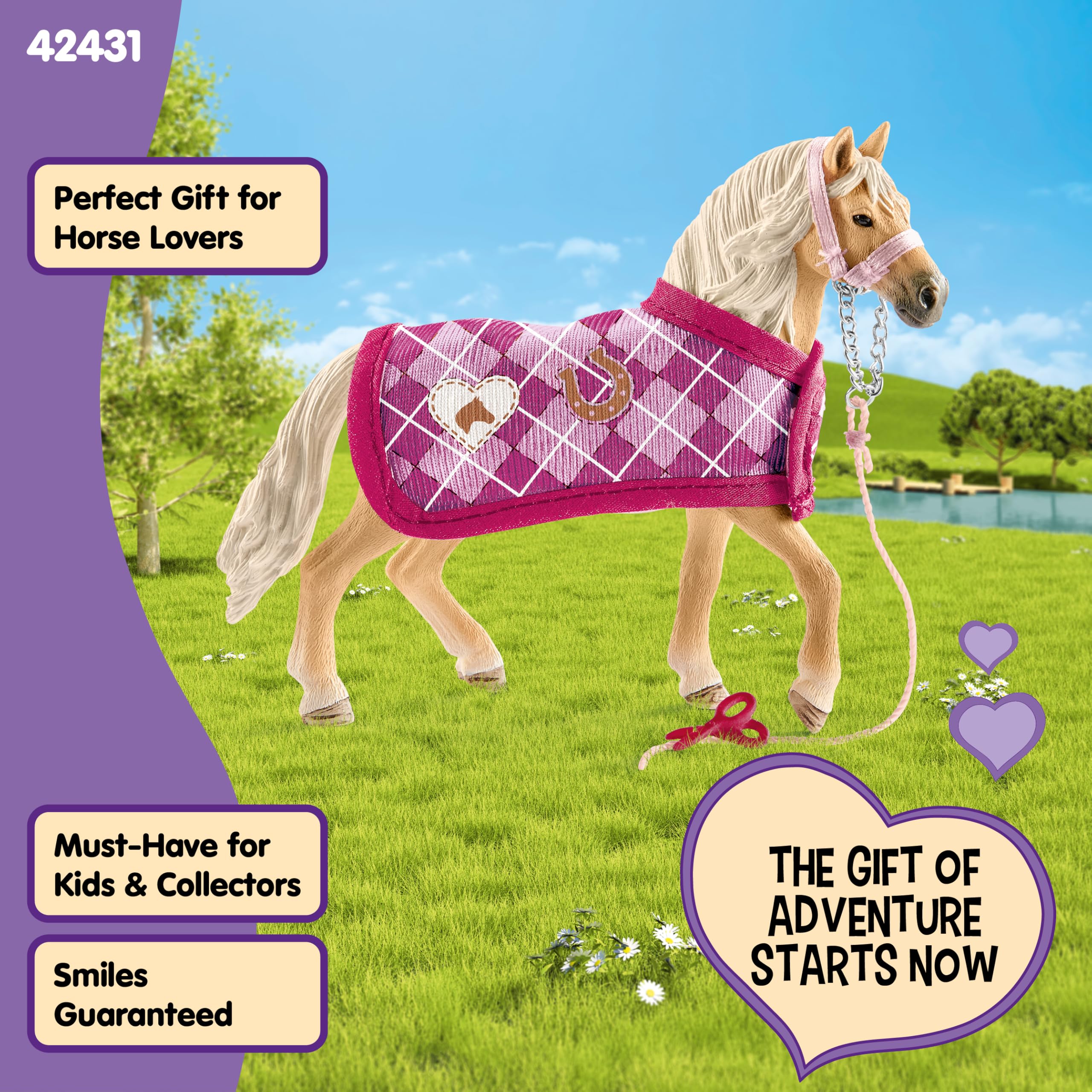 Schleich Horse Club Sofia's Fashion Creation for Andalusians - 4-Piece Horse Toy Set with Figurine, Blanket, Bridle & Scissors for Kids Ages 5+