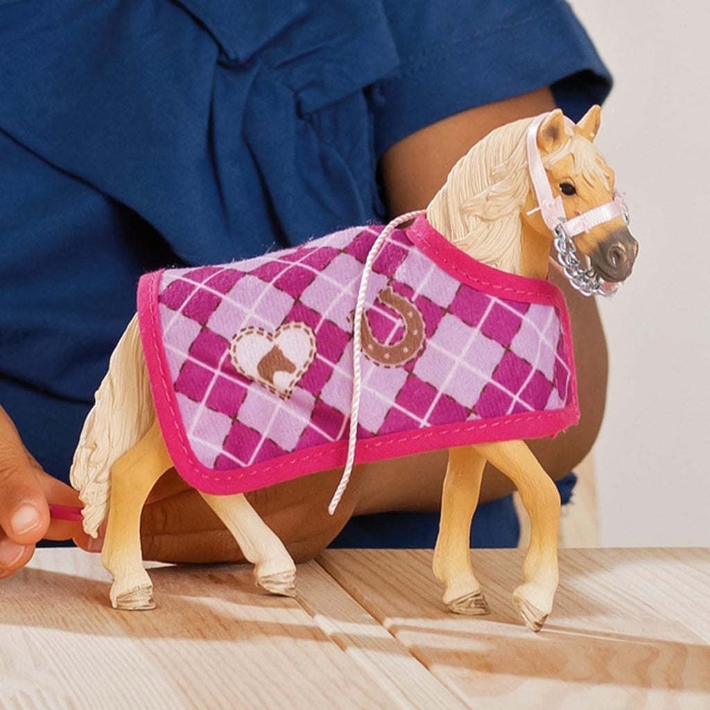 Schleich Horse Club Sofia's Fashion Creation for Andalusians - 4-Piece Horse Toy Set with Figurine, Blanket, Bridle & Scissors for Kids Ages 5+