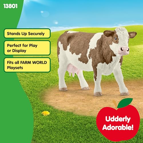 Schleich Simmental Cow Figurine – Realistic Farm Animal Toy for Imaginative Play Ages 3+