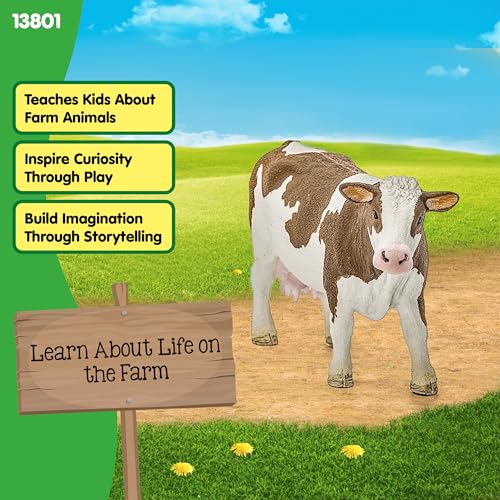 Schleich Simmental Cow Figurine – Realistic Farm Animal Toy for Imaginative Play Ages 3+