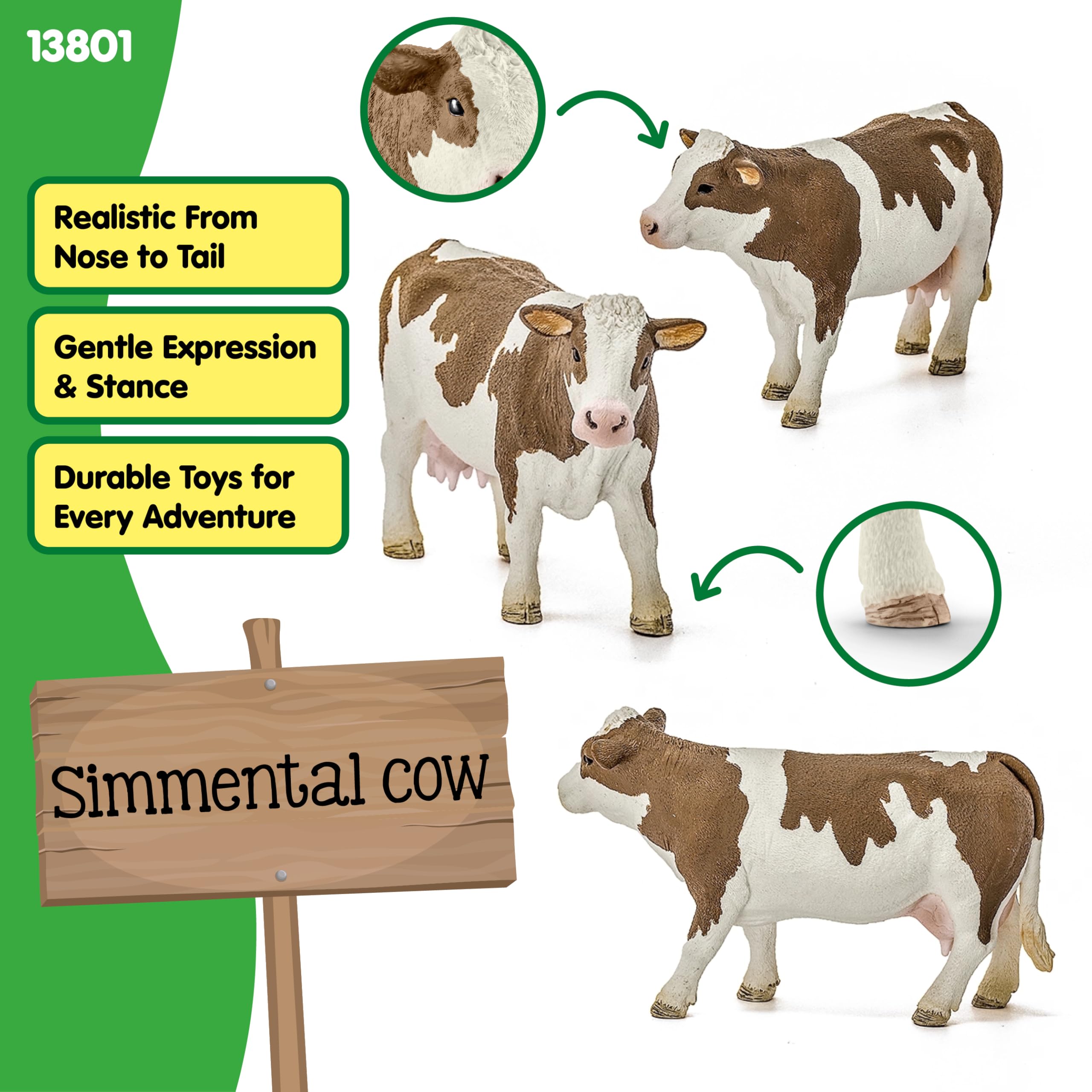 Schleich Simmental Cow Figurine – Realistic Farm Animal Toy for Imaginative Play Ages 3+