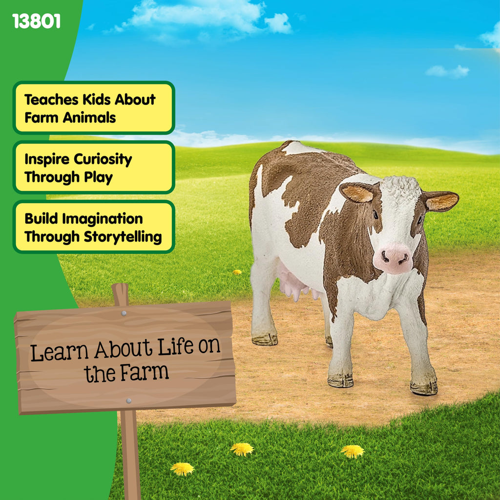 Schleich Simmental Cow Figurine – Realistic Farm Animal Toy for Imaginative Play Ages 3+