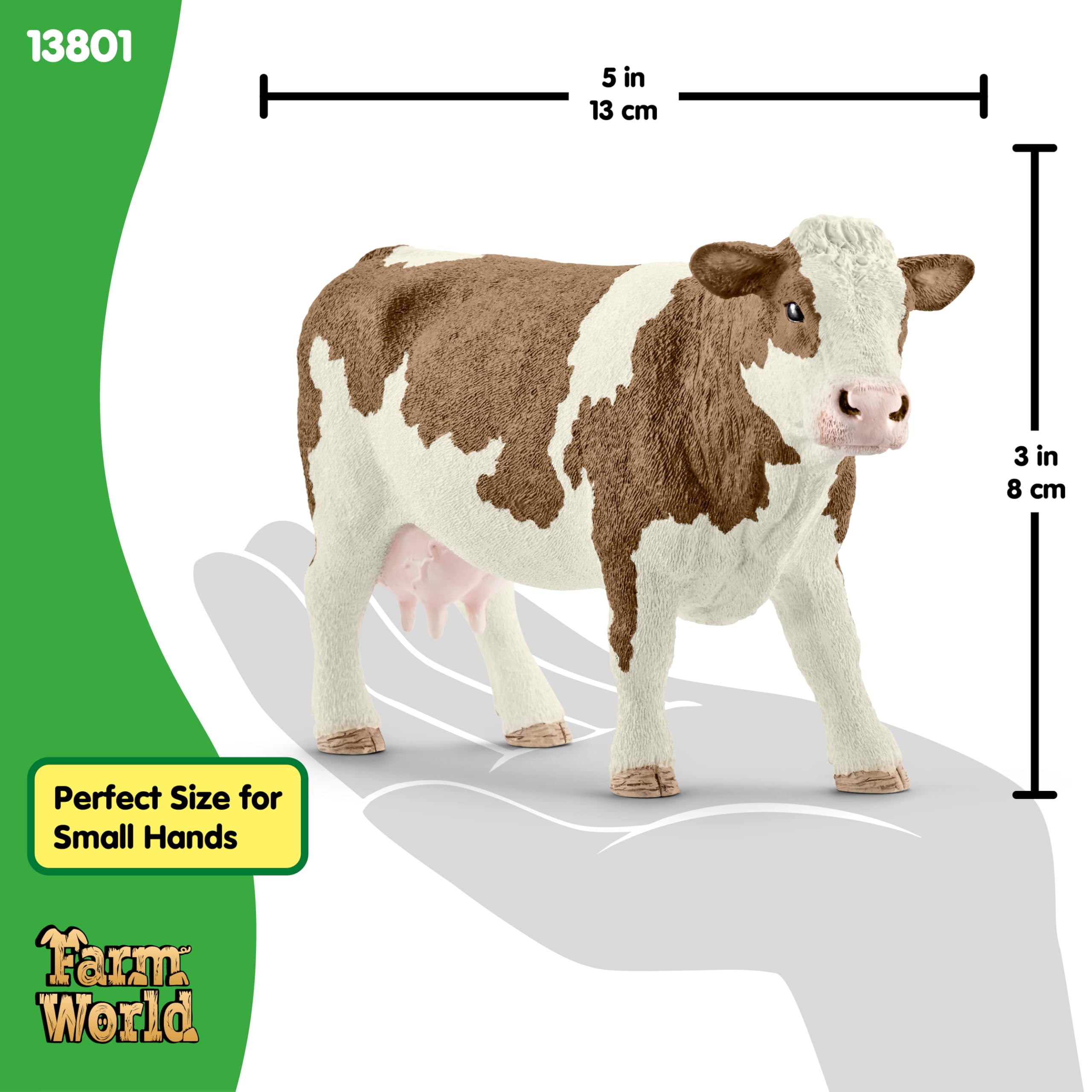 Schleich Simmental Cow Figurine – Realistic Farm Animal Toy for Imaginative Play Ages 3+