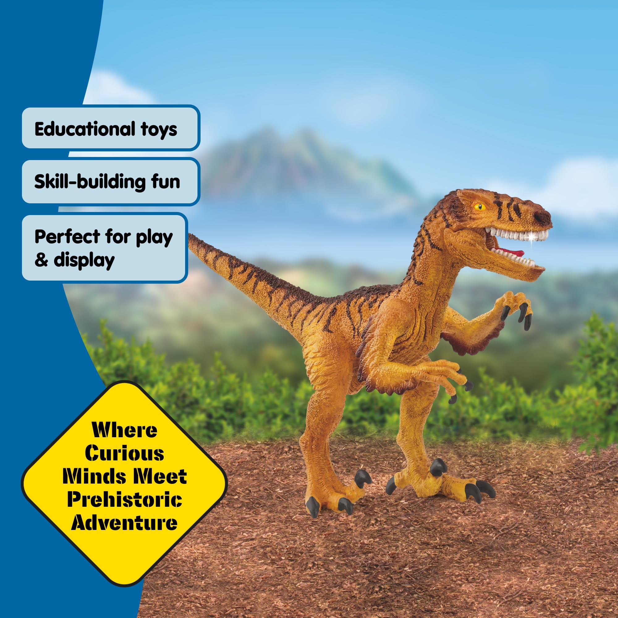 Schleich Velociraptor Dinosaur Toy - 7" Realistic Figurine with Movable Jaw, Ages 5+