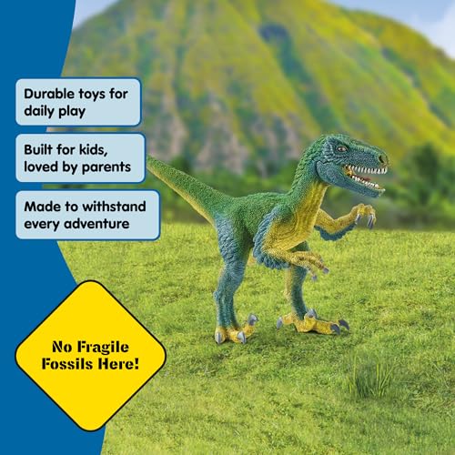 Schleich Velociraptor Figurine with Movable Jaw and Feathered Body – Realistic Dinosaur Toy for Imaginative Play, Ages 4+ (14585)