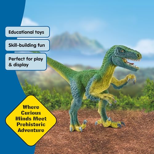 Schleich Velociraptor Figurine with Movable Jaw and Feathered Body – Realistic Dinosaur Toy for Imaginative Play, Ages 4+ (14585)