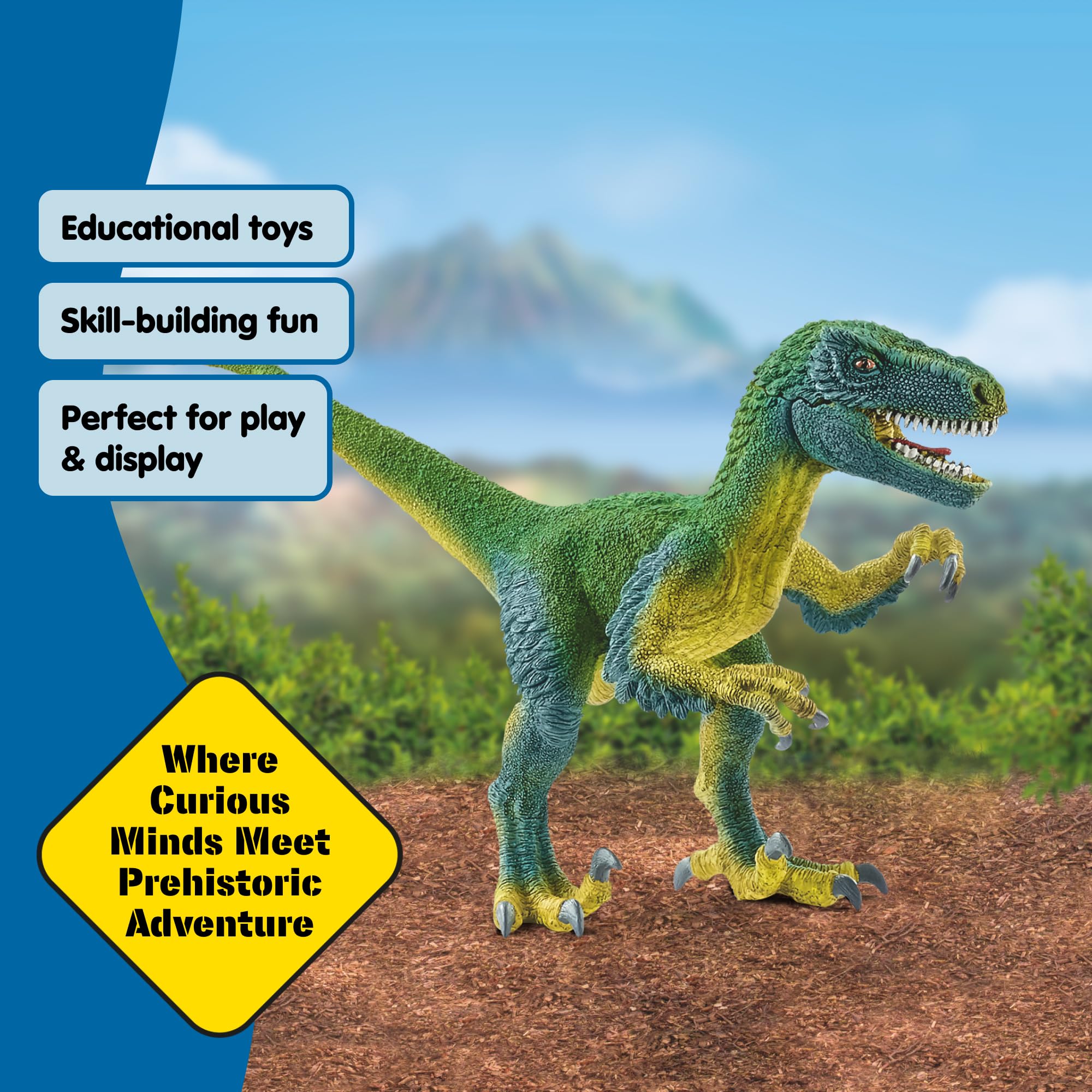 Schleich Velociraptor Figurine with Movable Jaw and Feathered Body – Realistic Dinosaur Toy for Imaginative Play, Ages 4+ (14585)
