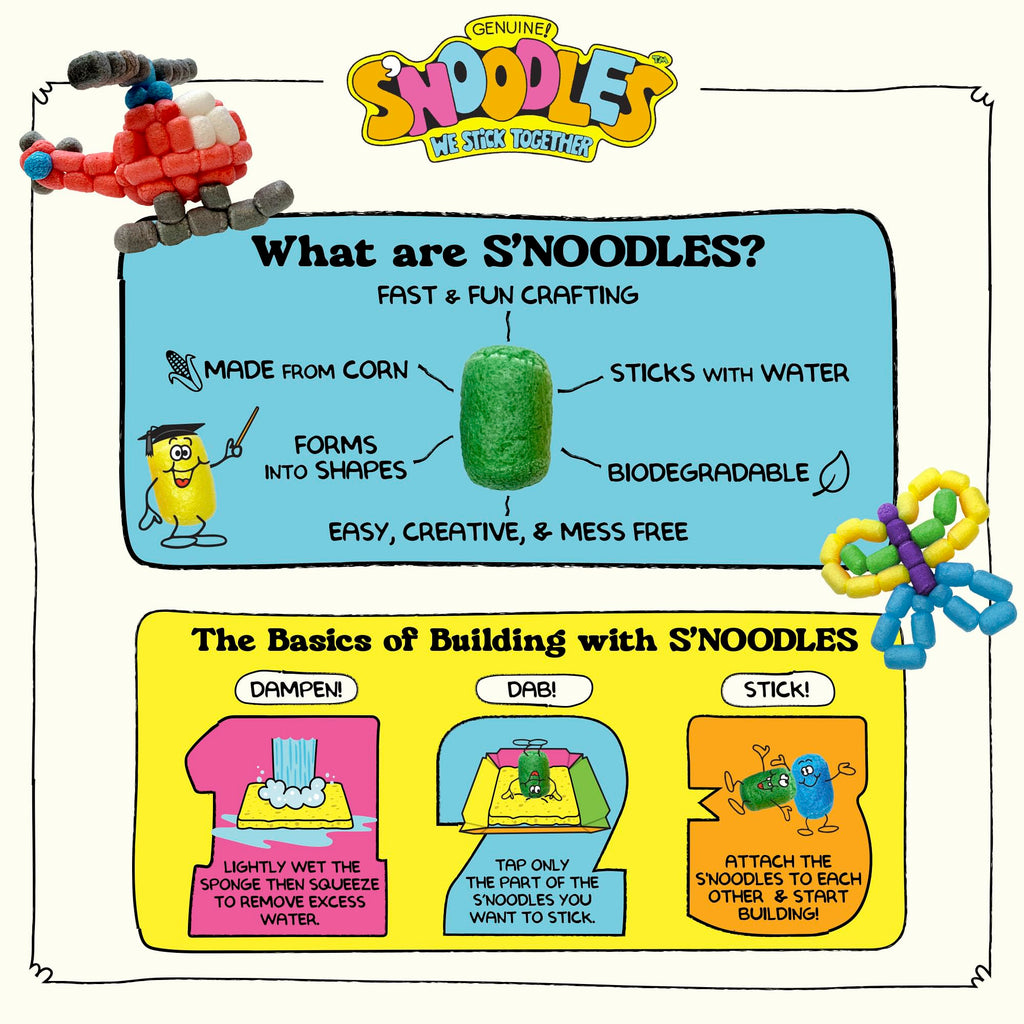 Schylling S'Noodles Creative Building Craft Kit – 210 Piece, Just Add Water, Ages 4+