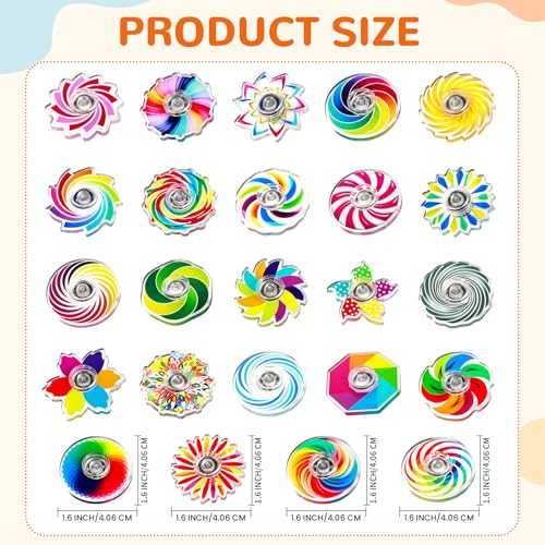 SCIONE 24-Pack Mini Fidget Spinner Toys - Rainbow Party Favors for Kids, Goodie Bag Stuffers, Classroom Prizes