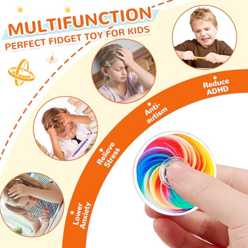 SCIONE 24-Pack Mini Fidget Spinner Toys - Rainbow Party Favors for Kids, Goodie Bag Stuffers, Classroom Prizes