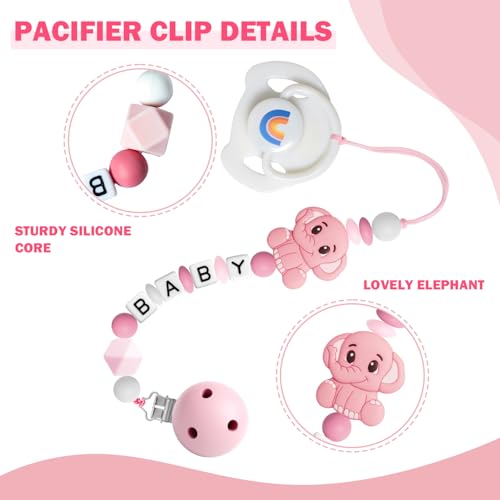 SCOM Reborn Doll Accessories Set – Rainbow Magnetic Pacifier, Baby Bottle & Silicone Clip for 14-22 Inch Dolls, Pink Style, 3 Pieces