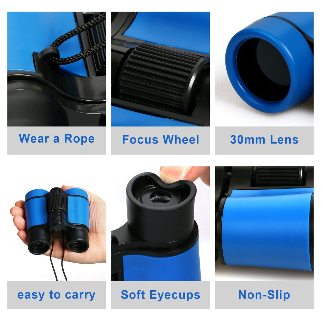 Scotamalone Kids Binoculars 4x30 - Shock Proof Toy Binoculars for Ages 3-12, Bird Watching, Hiking, Gift Set with Bag and Strap