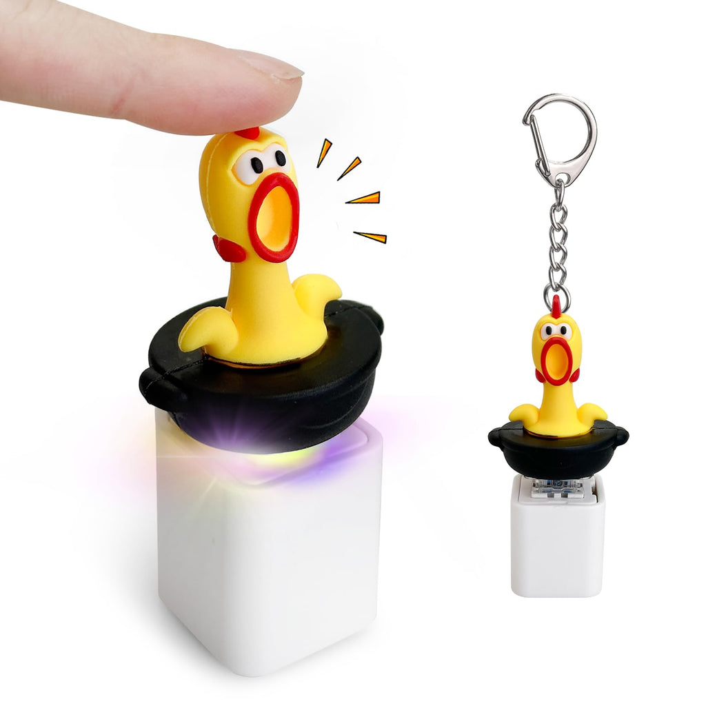 Screaming Chicken Keyboard Fidget Toy with LED Lights and Sound – Stress Relief Keychain