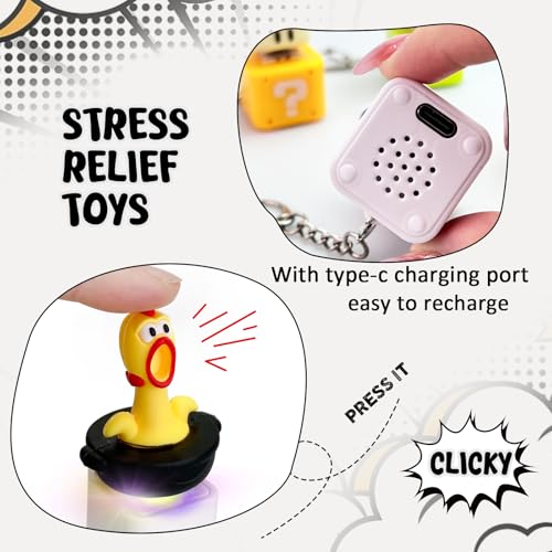Screaming Chicken Keyboard Fidget Toy with LED Lights and Sound – Stress Relief Keychain