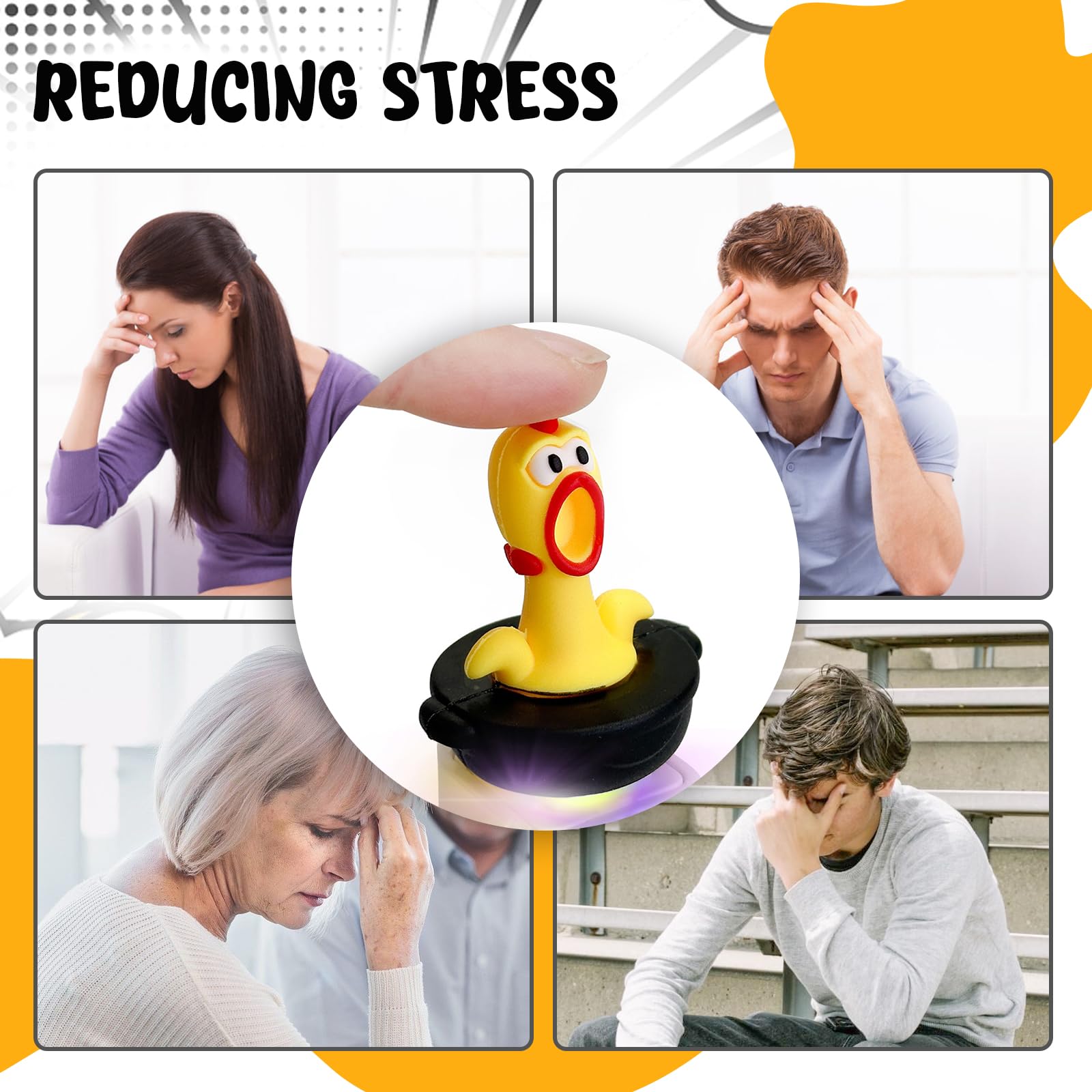 Screaming Chicken Keyboard Fidget Toy with LED Lights and Sound – Stress Relief Keychain