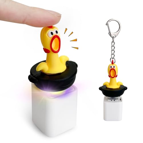 Screaming Chicken Keyboard Fidget Toy with LED Lights and Sound – Stress Relief Keychain