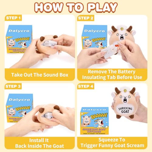Screaming Goat Keychain – Funny Plush with Loud Sound, Cute Backpack Charm, Gag Gift for Adults