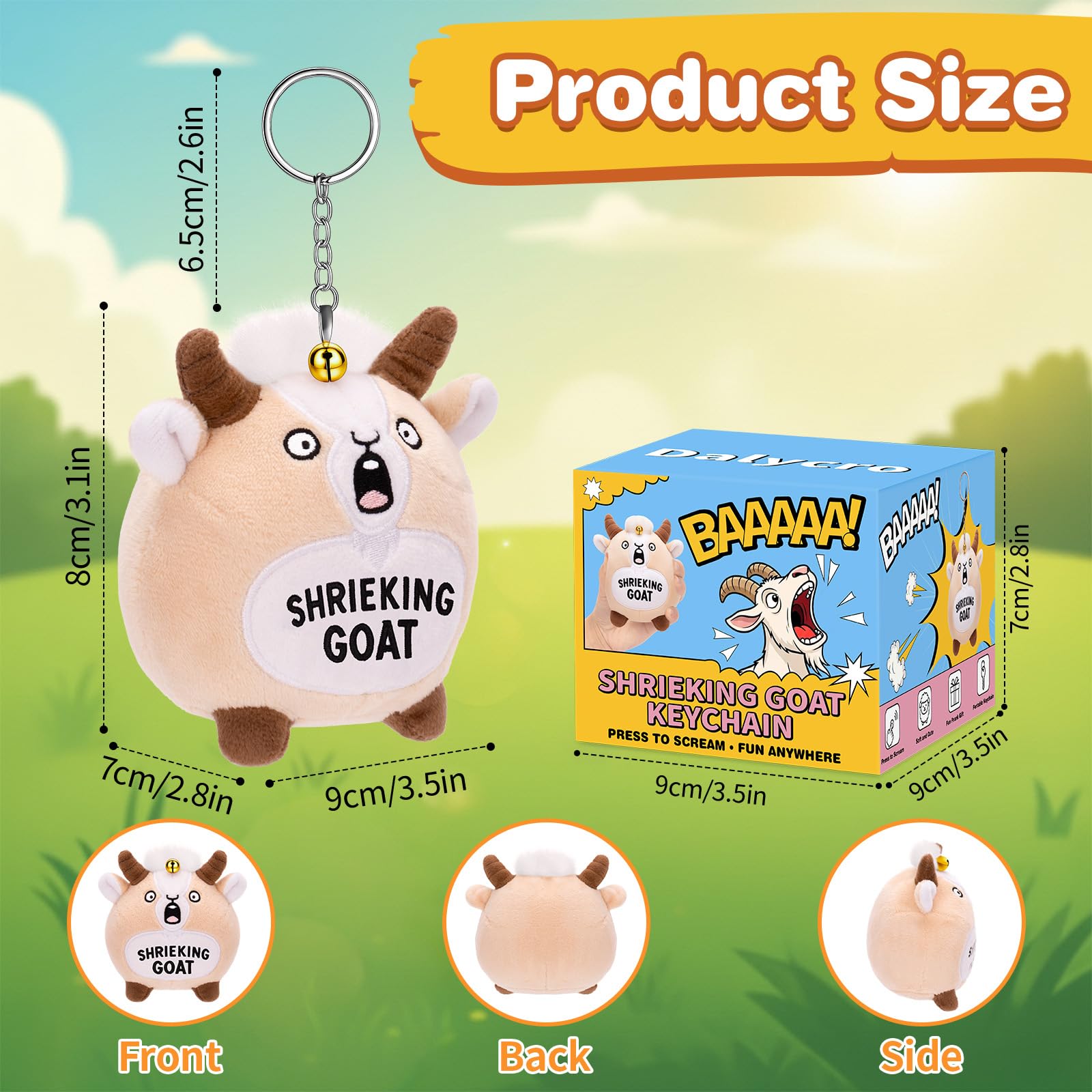 Screaming Goat Keychain – Funny Plush with Loud Sound, Cute Backpack Charm, Gag Gift for Adults