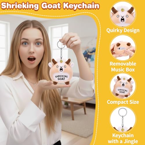 Screaming Goat Keychain – Funny Plush with Loud Sound, Cute Backpack Charm, Gag Gift for Adults
