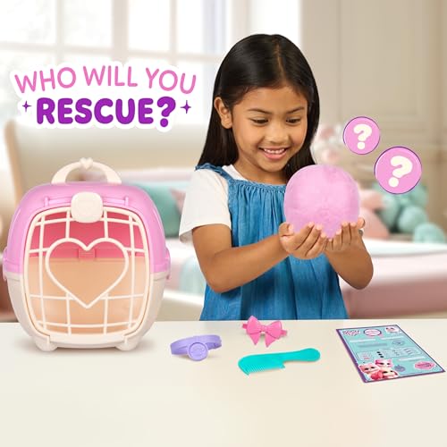 ScruffaLuvs Pink Surprise Pet – Wash to Reveal Mystery Plush Toy with Carrier