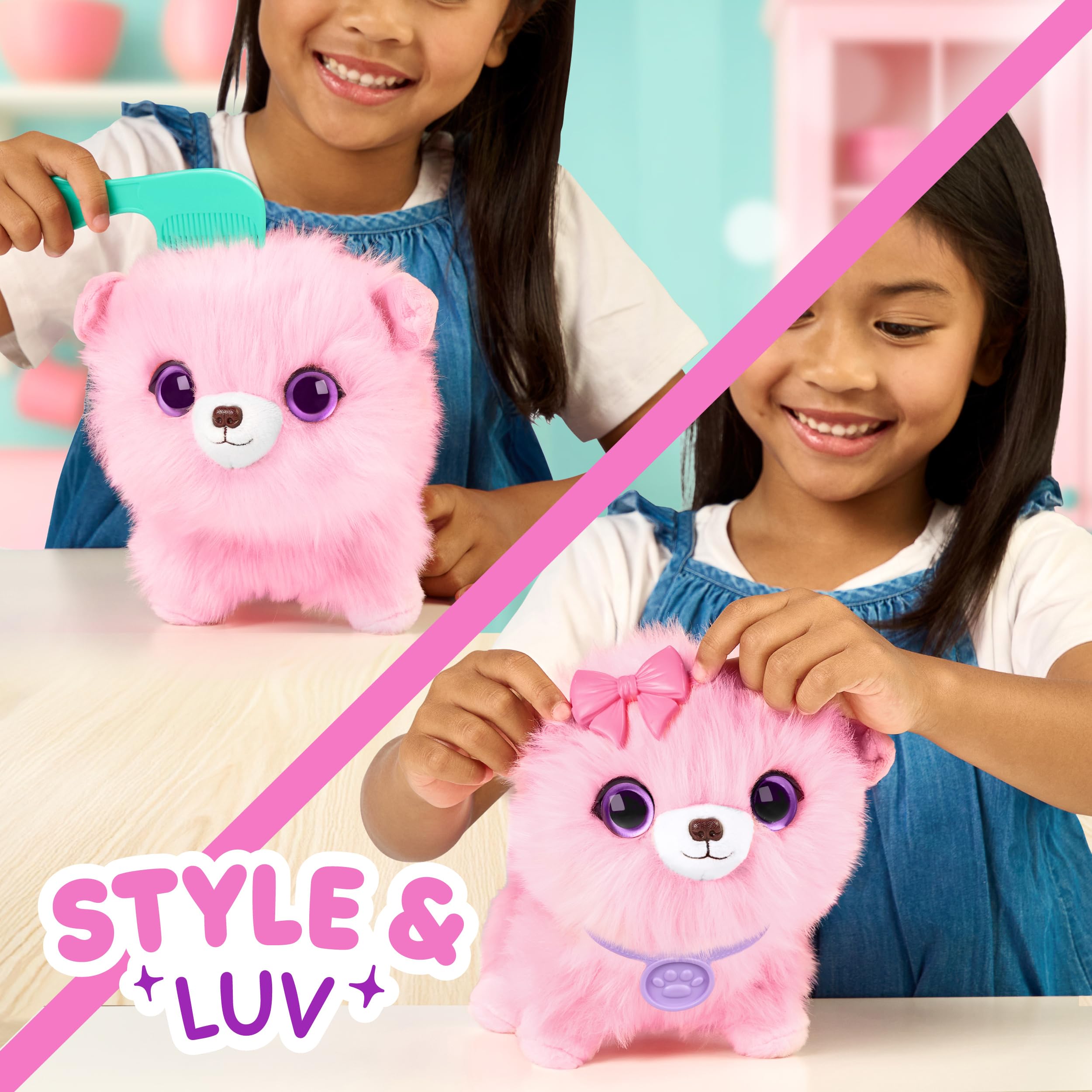 ScruffaLuvs Pink Surprise Pet – Wash to Reveal Mystery Plush Toy with Carrier