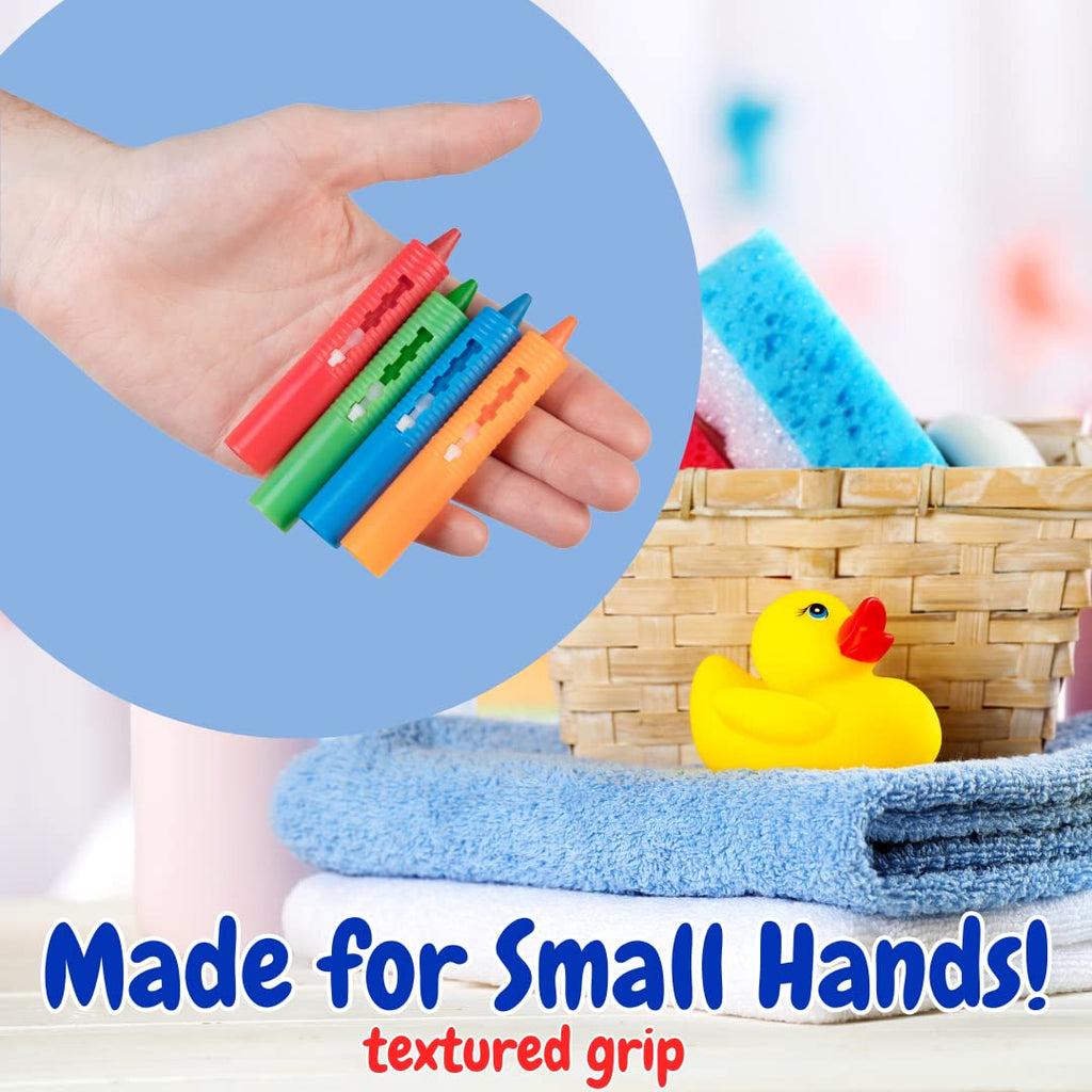 SCS Direct Bath Crayons - 12 Non-Toxic Tub Crayons with Mesh Storage Bag, Washable Art for Toddlers
