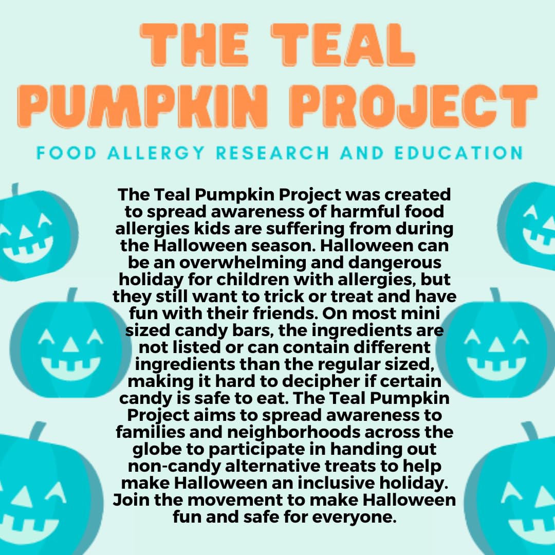 SCS Direct Official Teal Pumpkin Project Trick or Treat Bucket – 8.5 in Plastic Pail with Lid and Handle for Allergy-Friendly Non-Candy Treats (1 Pack)