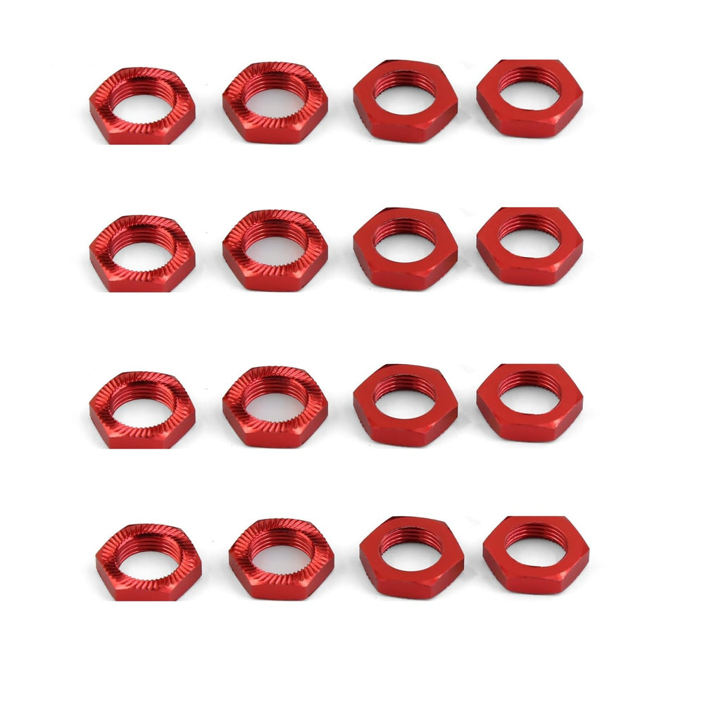 SDSLD 16-Pack 17mm Red Aluminum Wheel Nuts for 1/7 1/8 RC Cars