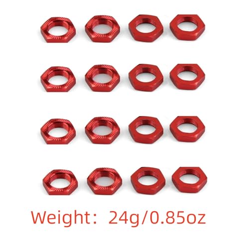 SDSLD 16-Pack 17mm Red Aluminum Wheel Nuts for 1/7 1/8 RC Cars