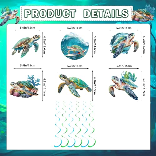 Sea Turtle Birthday Banner with Garland and Swirls – Ocean Themed Party Decorations Set by Yavxzvbw