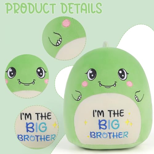 SEAOPOP Big Brother Dinosaur Plush – 8-Inch Green Oval Stuffed Toy for New Sibling Gift