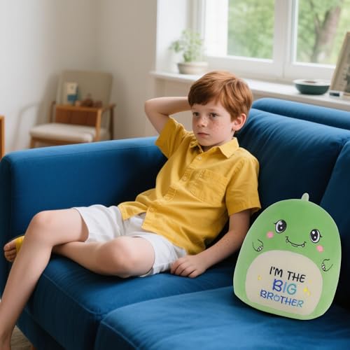SEAOPOP Big Brother Dinosaur Plush – 8-Inch Green Oval Stuffed Toy for New Sibling Gift
