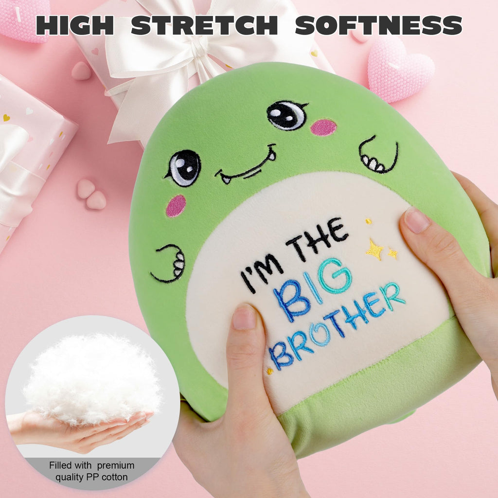 SEAOPOP Big Brother Dinosaur Plush – 8-Inch Green Oval Stuffed Toy for New Sibling Gift