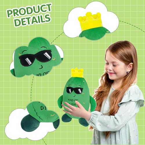 SEAOPOP Pickle Stuffed Animal Plush Toy – Cucumber Plush with Sunglasses and Yellow Corolla, 30 cm, Soft PP Cotton Fill, Funny Gift for Friends and Kids, Office Decor