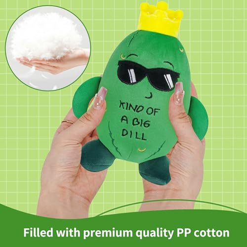 SEAOPOP Pickle Stuffed Animal Plush Toy – Cucumber Plush with Sunglasses and Yellow Corolla, 30 cm, Soft PP Cotton Fill, Funny Gift for Friends and Kids, Office Decor
