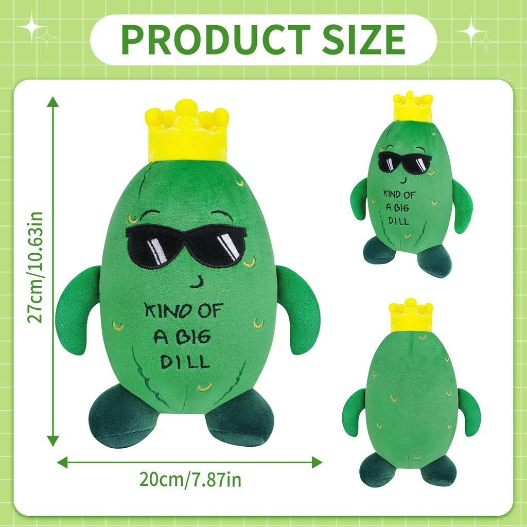 SEAOPOP Pickle Stuffed Animal Plush Toy – Cucumber Plush with Sunglasses and Yellow Corolla, 30 cm, Soft PP Cotton Fill, Funny Gift for Friends and Kids, Office Decor