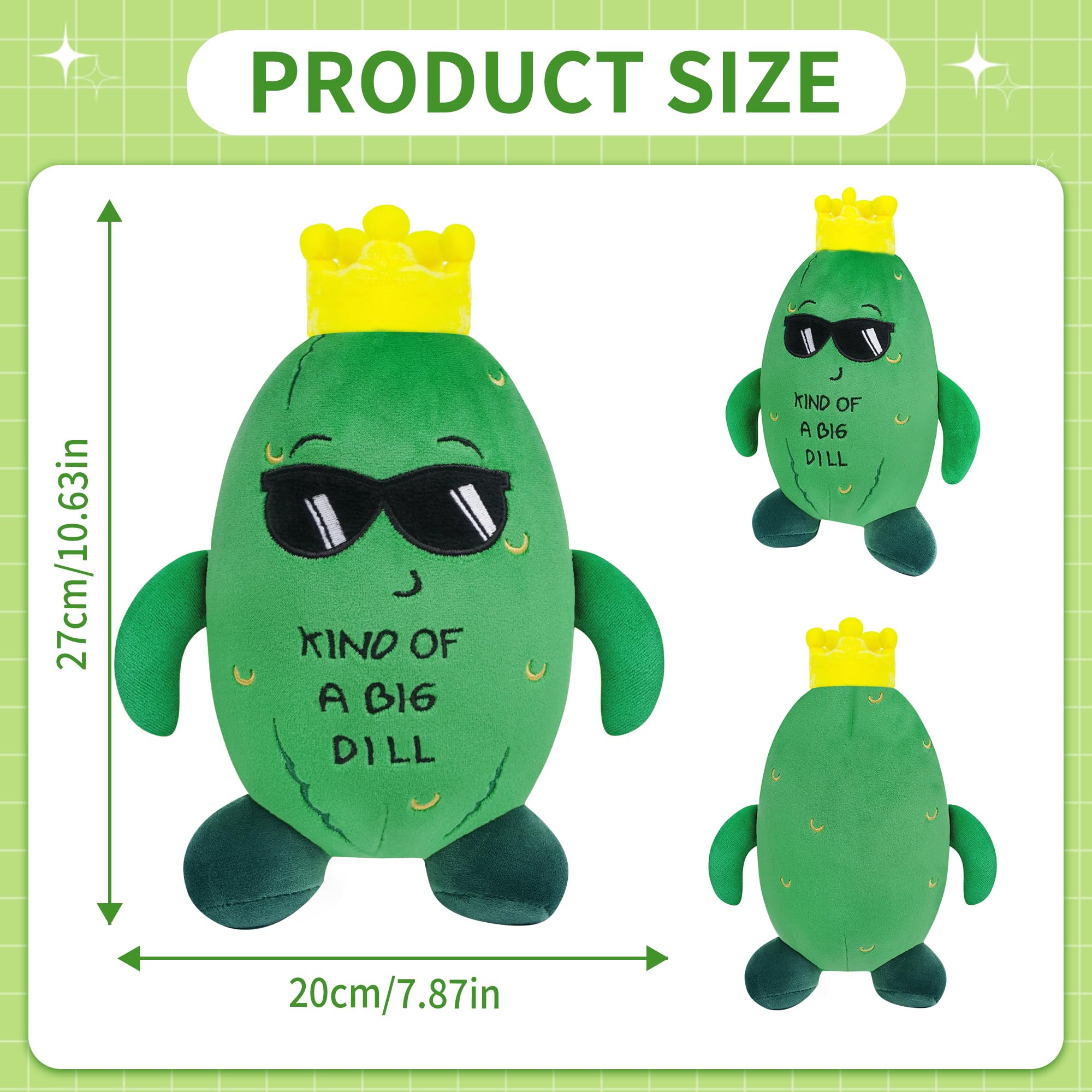 SEAOPOP Pickle Stuffed Animal Plush Toy – Cucumber Plush with Sunglasses and Yellow Corolla, 30 cm, Soft PP Cotton Fill, Funny Gift for Friends and Kids, Office Decor