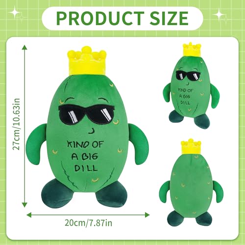 SEAOPOP Pickle Stuffed Animal Plush Toy – Cucumber Plush with Sunglasses and Yellow Corolla, 30 cm, Soft PP Cotton Fill, Funny Gift for Friends and Kids, Office Decor