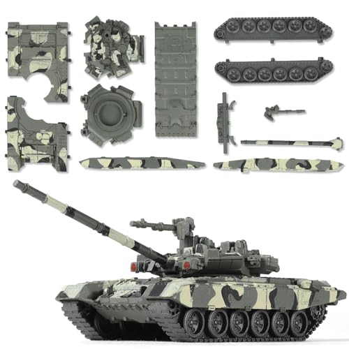 SEBUNAS 1/48 Scale T-90 Main Battle Tank Model Kit - 12 Pieces, Quick Build, Movable Turret, Gift for Adults and Kids
