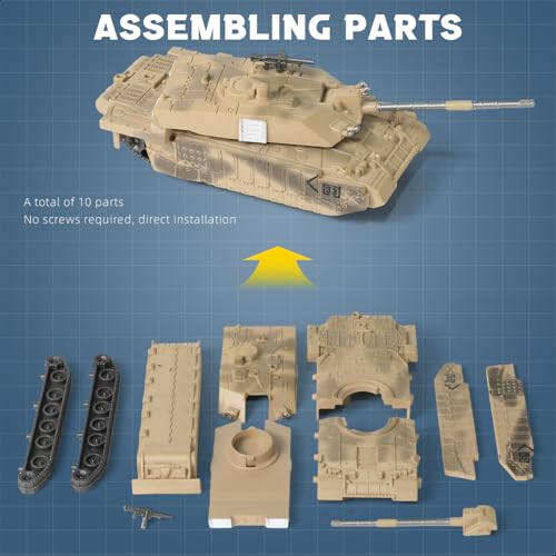 SEBUNAS 1/72 Scale Challenger 2 Tank Quick Build Model - 10 Piece British Army Main Battle Tank Building Kit for Teens and Adults