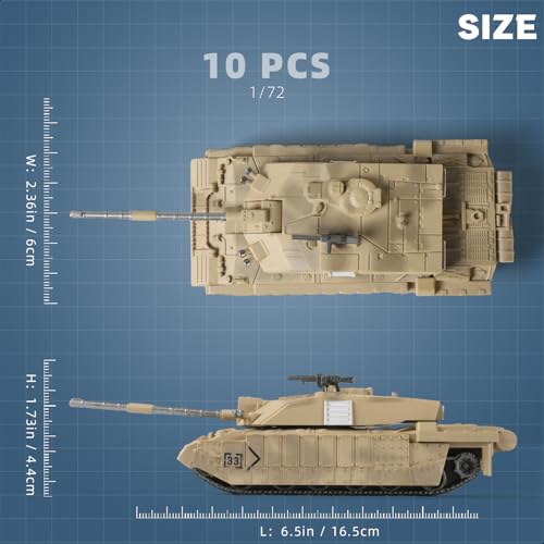 SEBUNAS 1/72 Scale Challenger 2 Tank Quick Build Model - 10 Piece British Army Main Battle Tank Building Kit for Teens and Adults